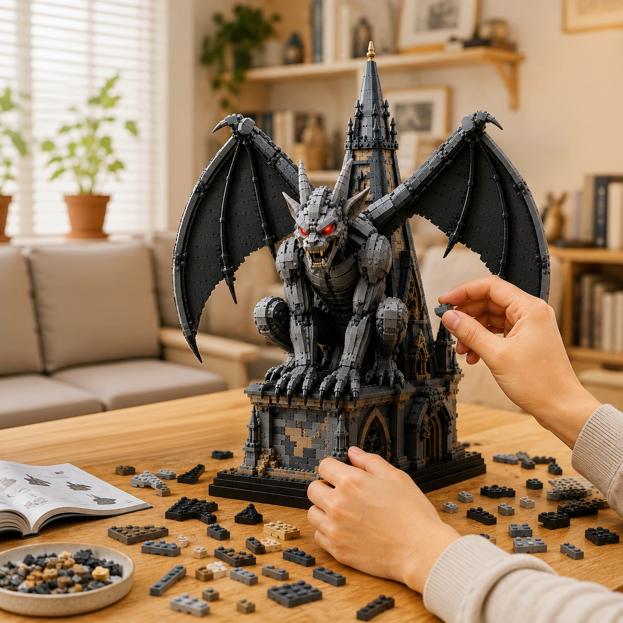 Gargoyle of the Midnight Cathedral – Gothic Guardian Architecture Display Building Set | Dark Fantasy Collector Bricks