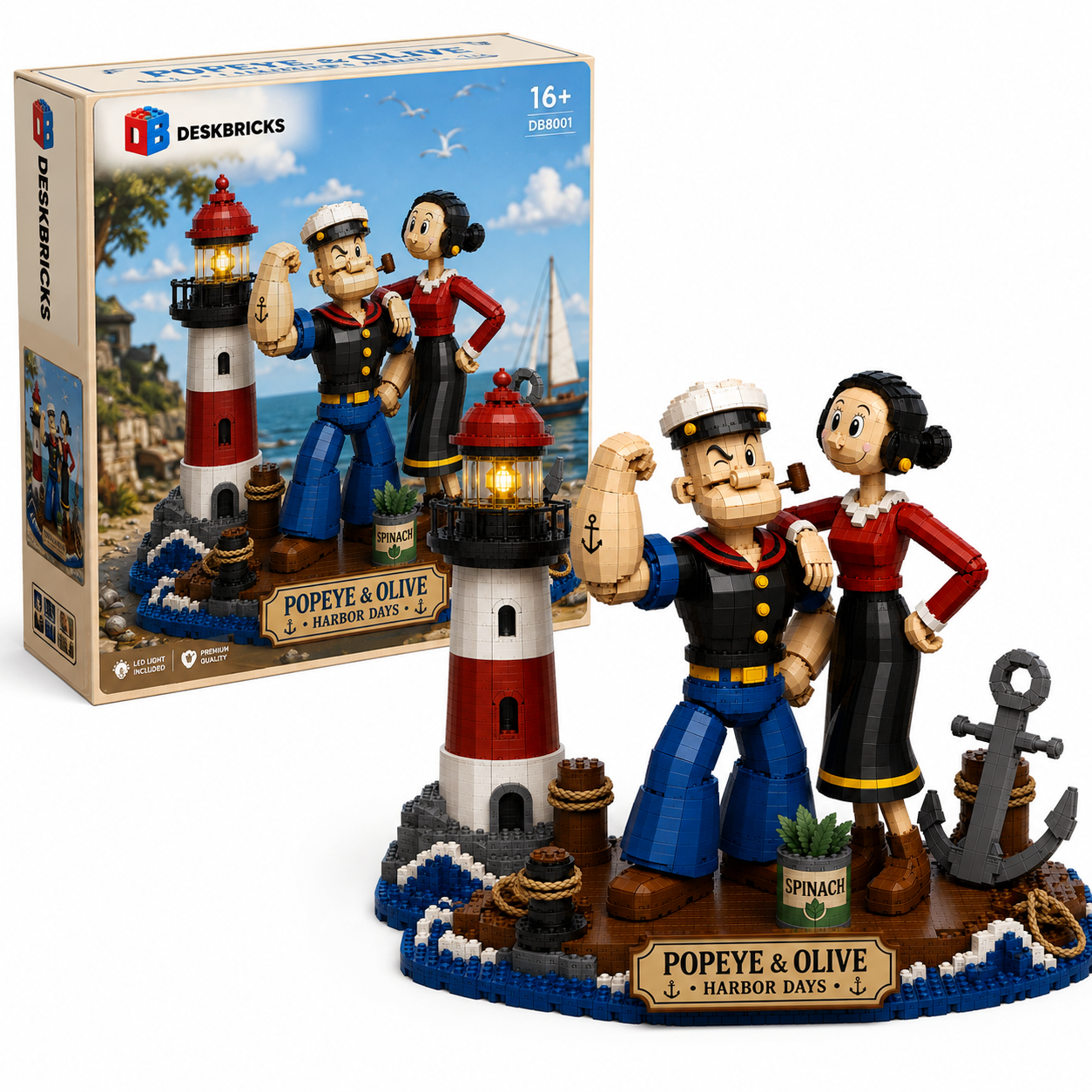 Harbor Days – Classic Cartoon Sailor Couple Coastal Display Bricks