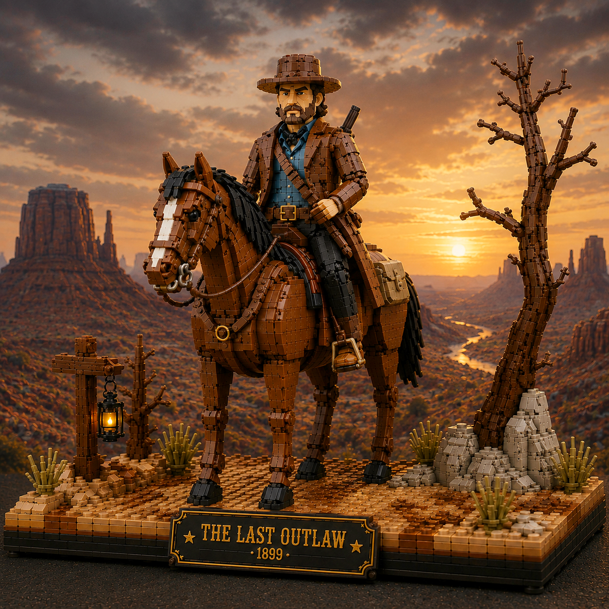 The Last Outlaw 1899 – Western Gunslinger & Horse Display Building Set