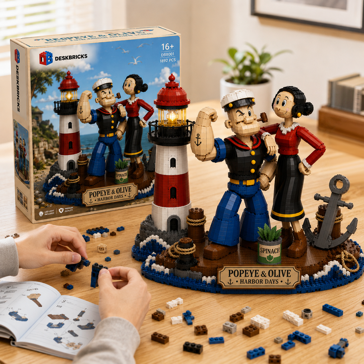 Harbor Days – Classic Cartoon Sailor Couple Coastal Display Bricks