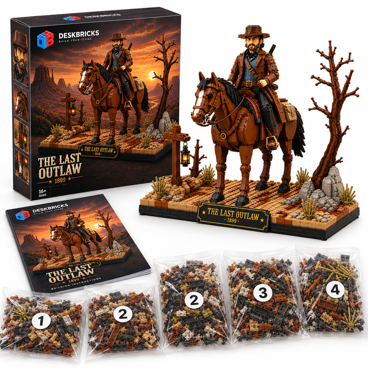 The Last Outlaw 1899 – Western Gunslinger & Horse Display Building Set