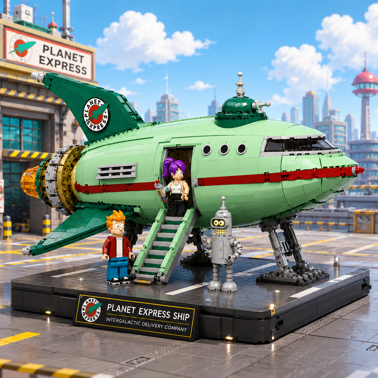 🚀 The Galactic Courier – Retro Sci-Fi Delivery Ship Brick Set