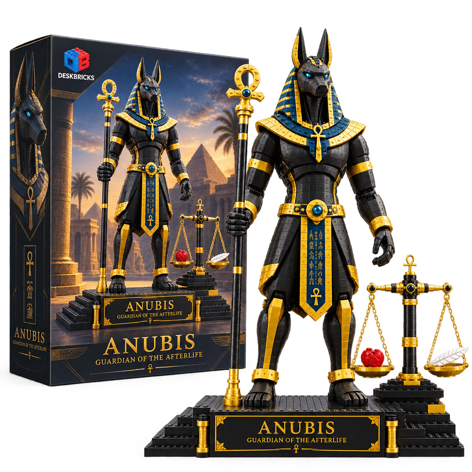 ⚖️ Anubis – Guardian of the Afterlife Brick Statue