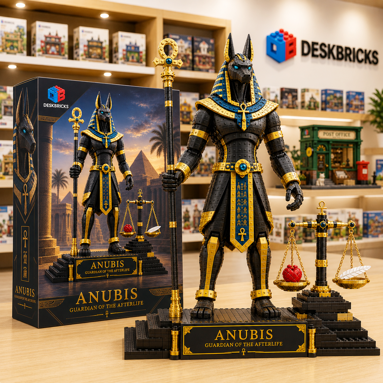 ⚖️ Anubis – Guardian of the Afterlife Brick Statue