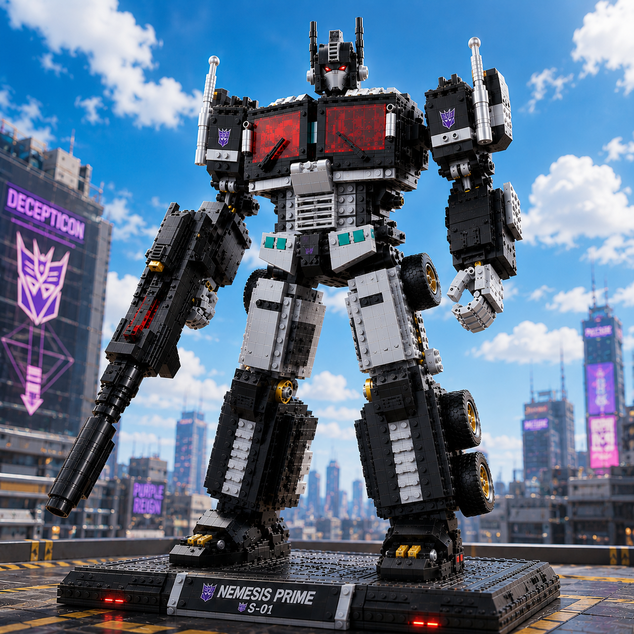 🤖Blackout Commander – Heavy-Duty Mech Brick Display