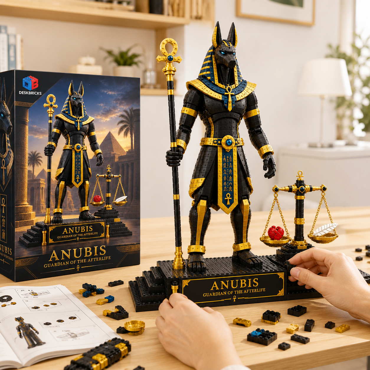 ⚖️ Anubis – Guardian of the Afterlife Brick Statue