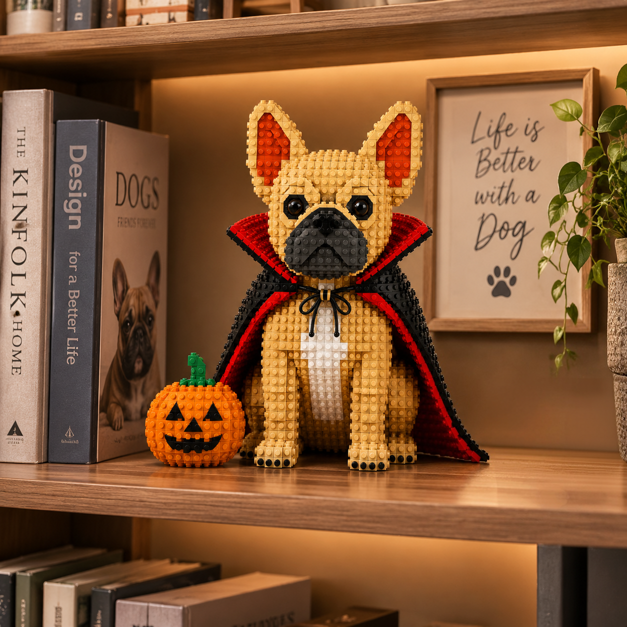 Vampire French Bulldog Brick Model – Spooky Halloween Dog Building Kit