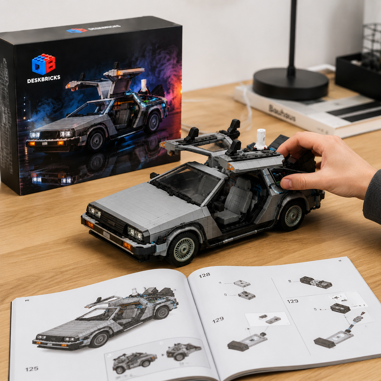 Time Traveler Car Brick Model – Retro Futuristic Vehicle Building Kit
