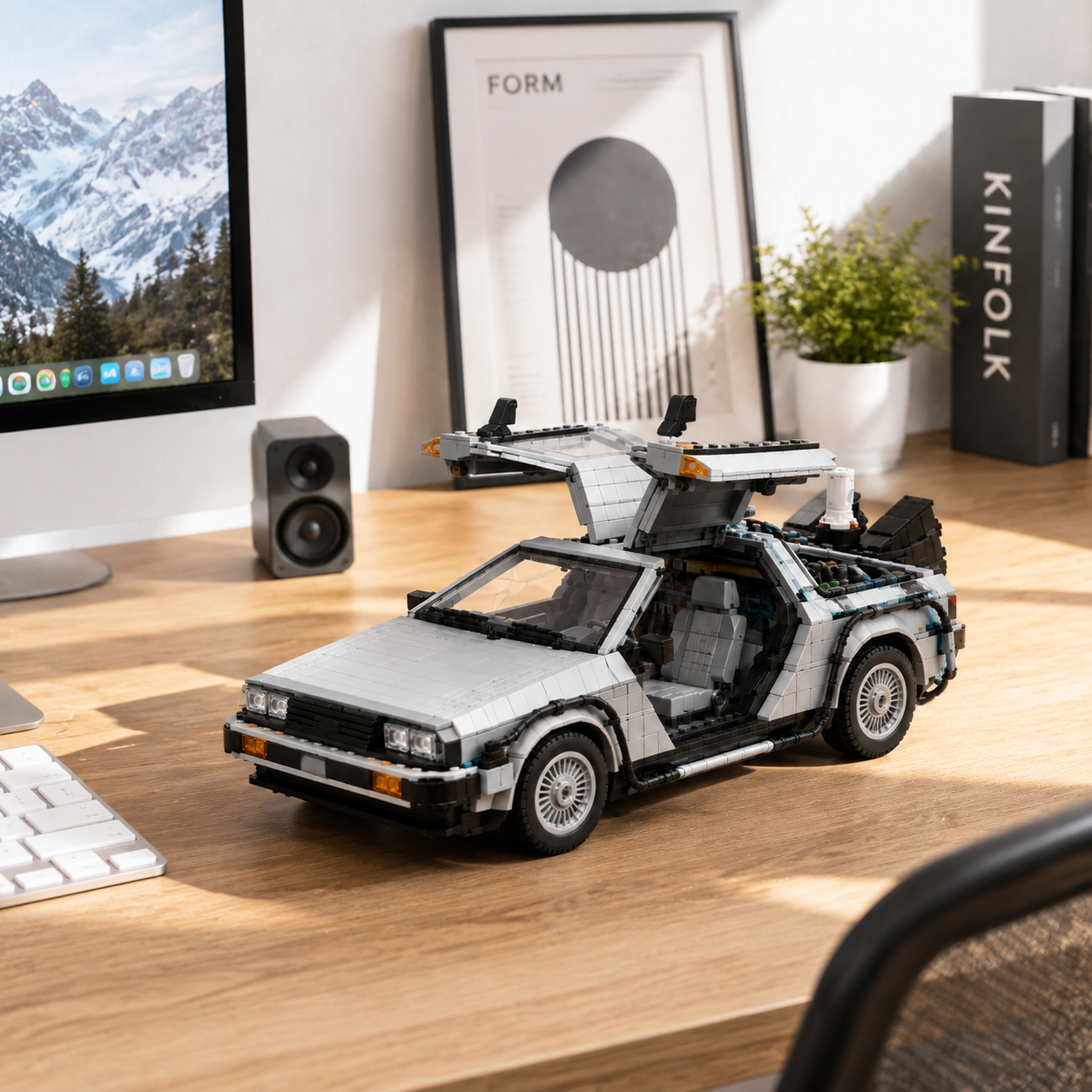 Time Traveler Car Brick Model – Retro Futuristic Vehicle Building Kit