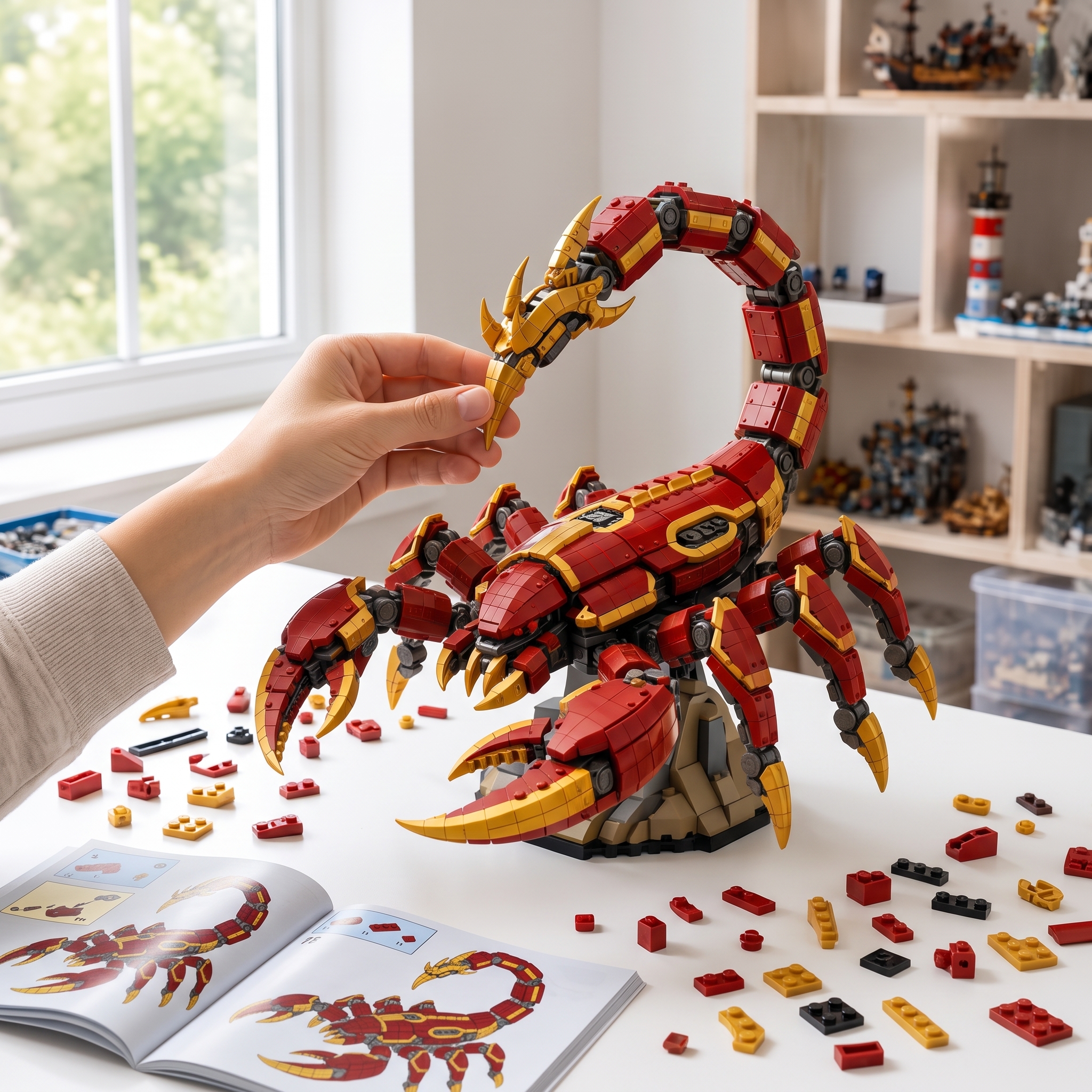 Crimson Venom – Red & Gold Armored Scorpion Mech Building Set