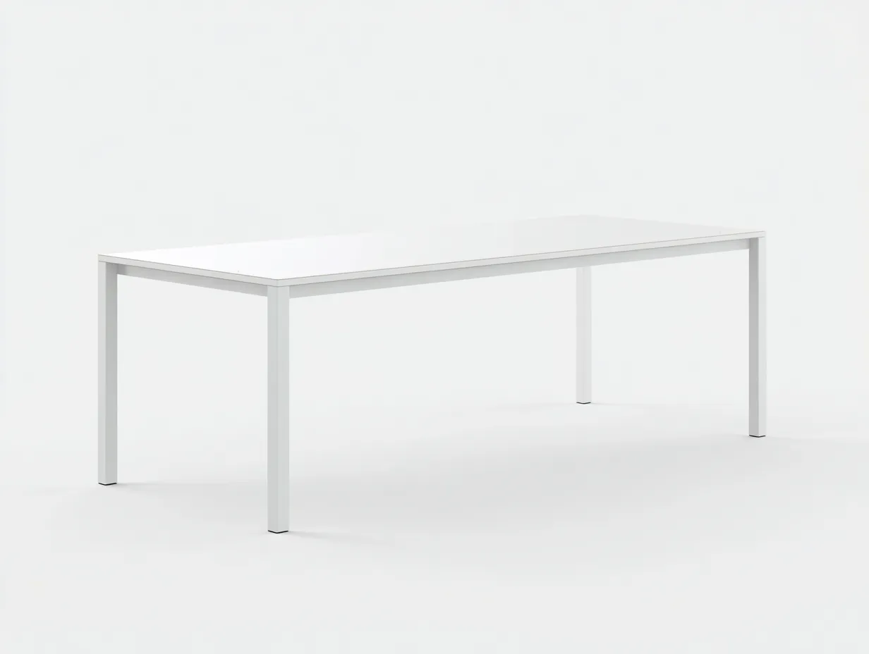Mesa de Comedor rectangular con tablero laminado 200x90x75 cm - blanco - estructura metálica minimalista-Gasaiahouse