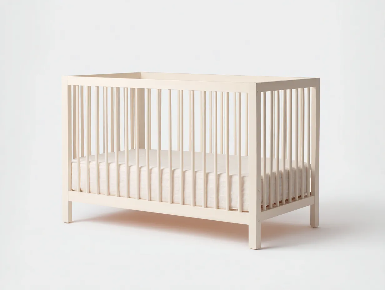 Cuna de madera 142x76x90 cm - blanco roto - estilo minimalista para dormitorio-Gasaiahouse
