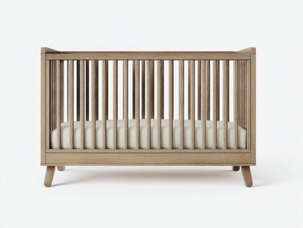 Cuna de madera 145x78x92 cm - madera clara - barrotes verticales para dormitorio-Gasaiahouse