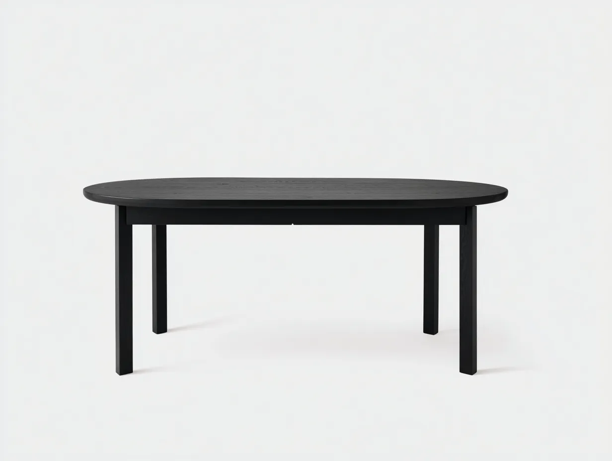 Mesa de Comedor ovalada de madera 180x100x75 cm - negro - cuatro patas rectas-Gasaiahouse