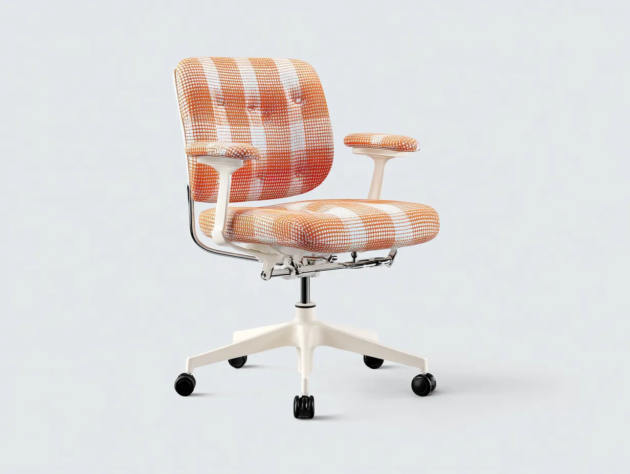 Silla de Oficina ergonómica 75x76x116-126 cm - rojo terracota y blanco - respaldo alto con reposabrazos-Gasaiahouse