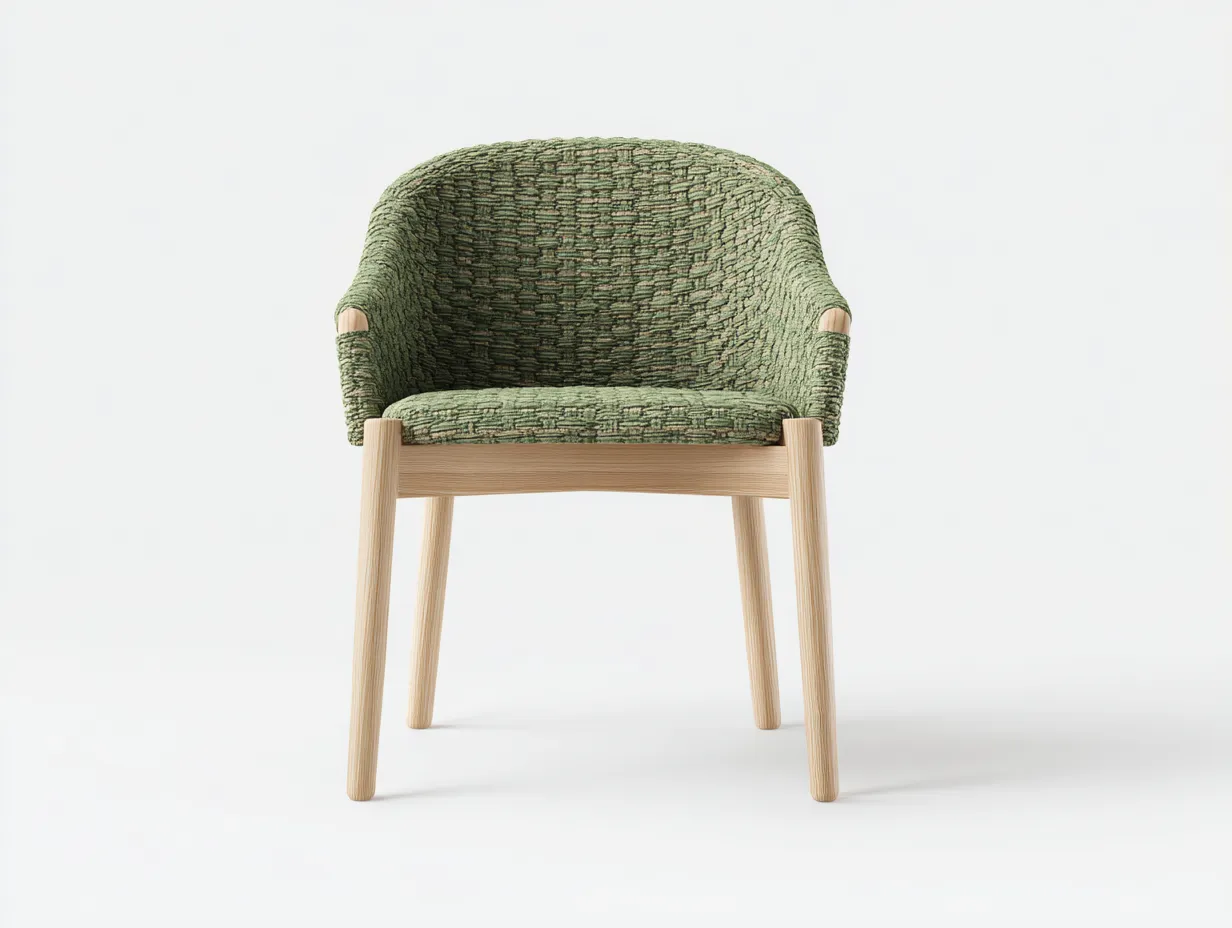 Silla de Relax tapizada 76x72x75 cm - verde oliva y madera natural - estilo acogedor para salón-Gasaiahouse