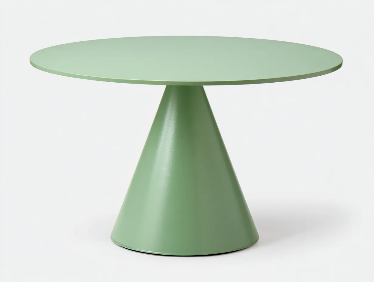 Mesa de Comedor redonda de metal 120x120x75 cm - verde claro - pedestal cónico-Gasaiahouse