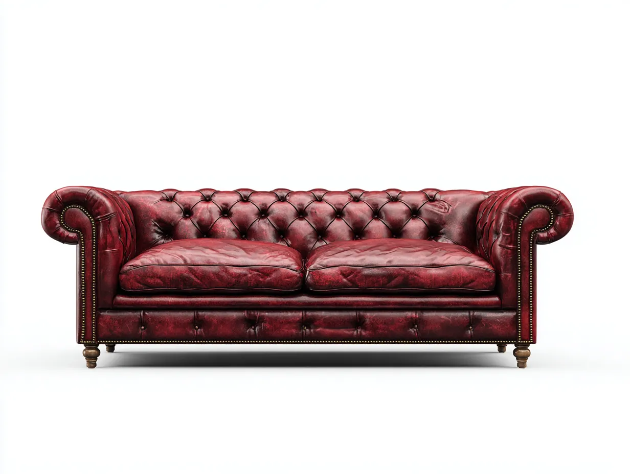 Sofá de Dos Plazas de piel 206×94×77 cm - burdeos - diseño Chesterfield para salón-Rotiihaven
