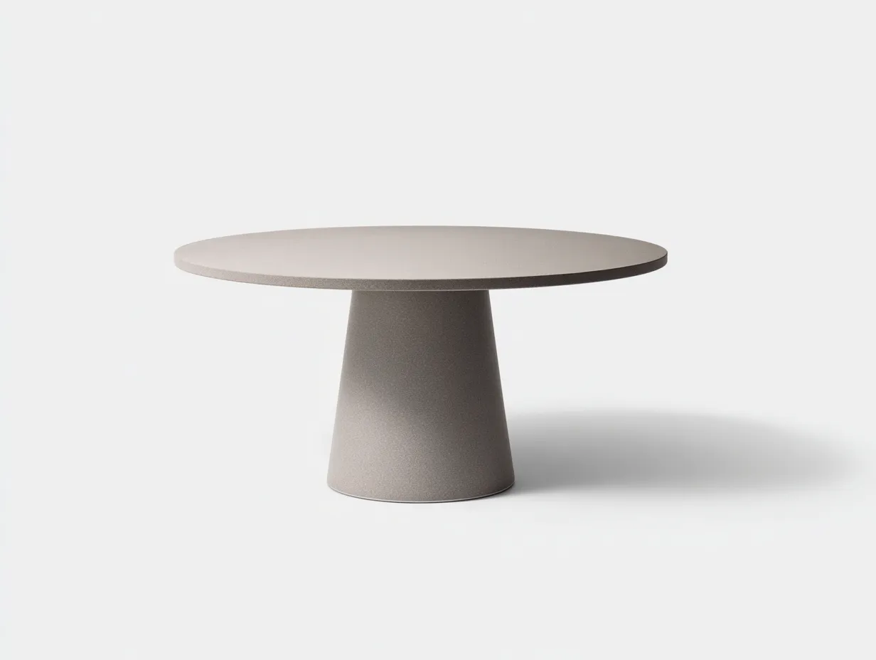 Mesa de Comedor redonda 125×125×74 cm - gris topo - pie cónico para comedor contemporáneo-Rotiihaven