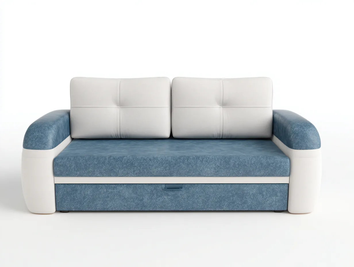 Sofá de Dos Plazas convertible 196×92×88 cm - azul/blanco - con almacenaje para salón-Rotiihaven