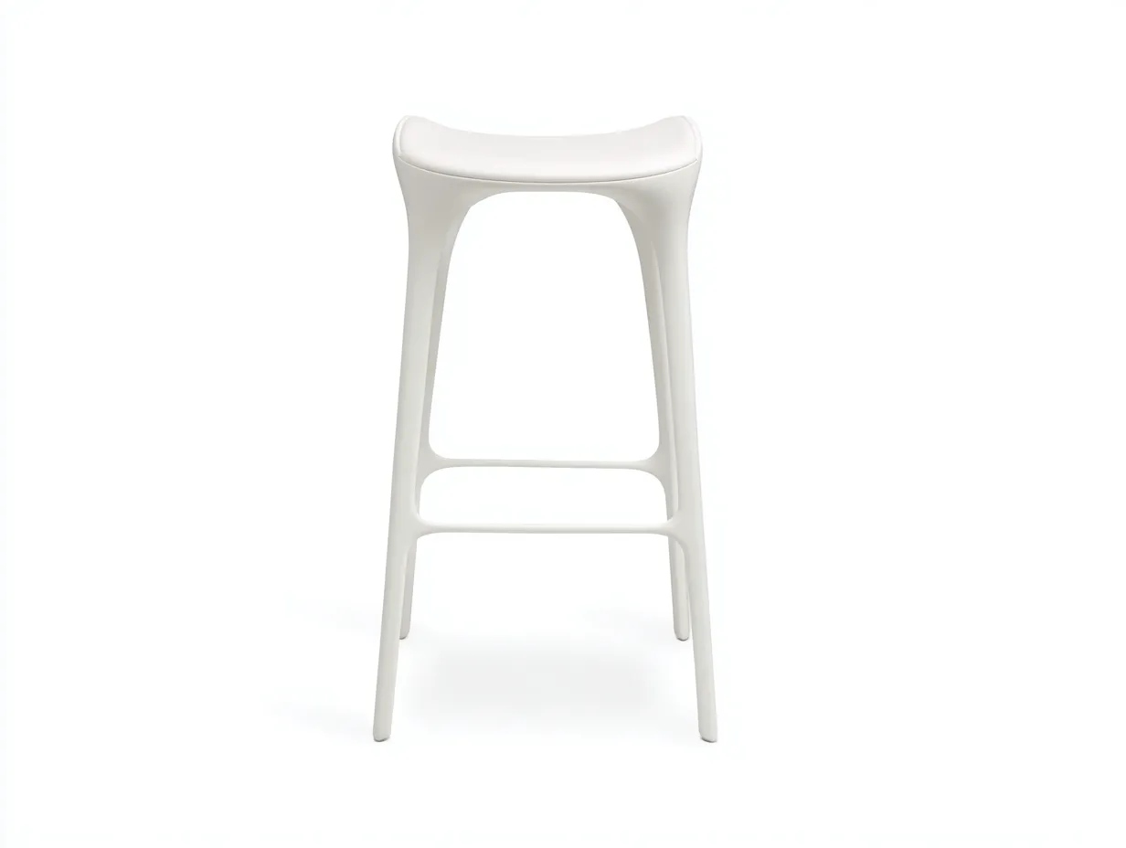 Taburete de Bar para Comedor 44×42×76 cm - plástico blanco - asiento curvado sin respaldo - reposapiés frontal-Rotiihaven