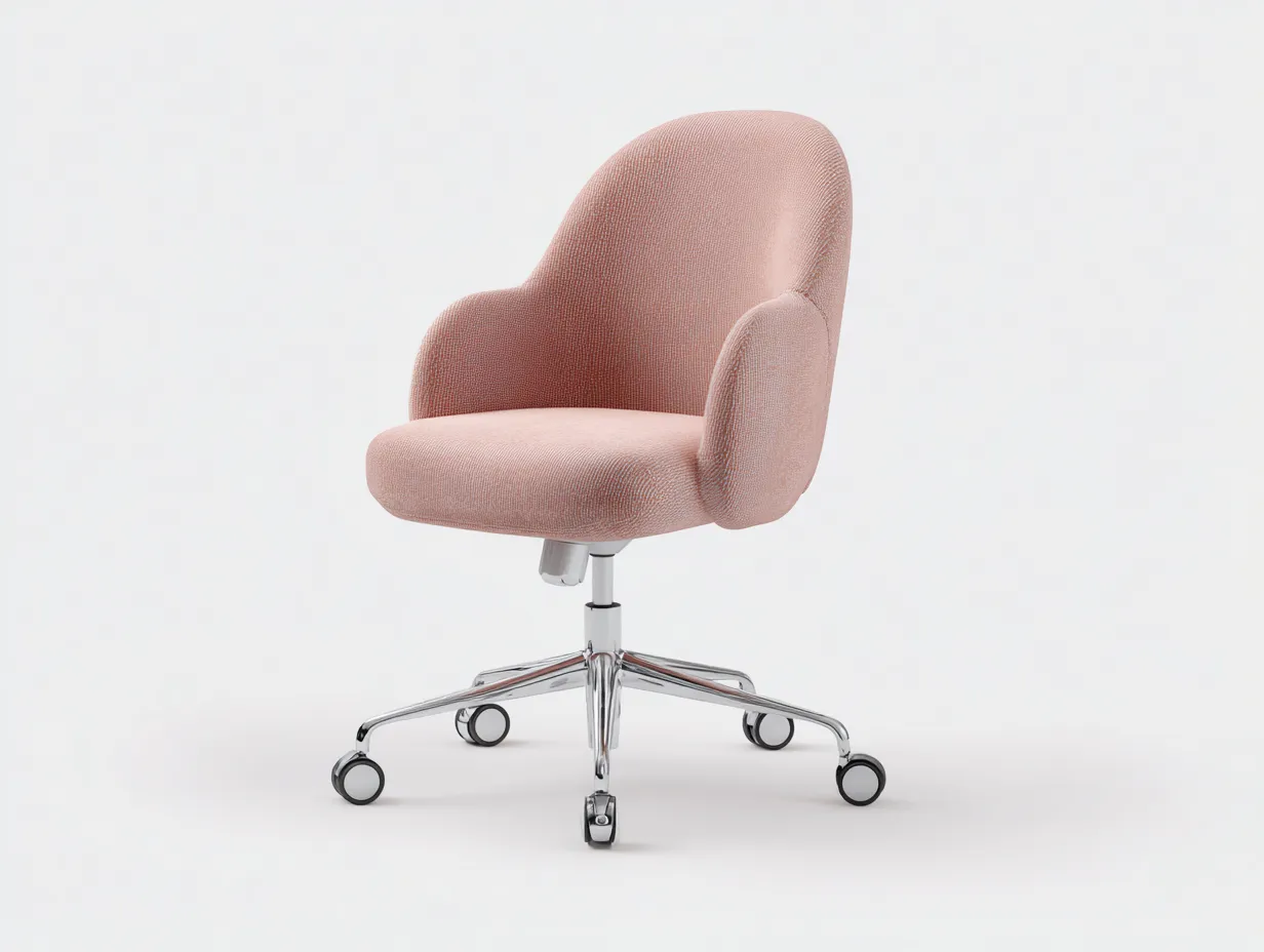 Silla de Oficina tapizada 68×70×94 cm - rosa claro/plata - asiento envolvente con altura regulable para oficina-Rotiihaven