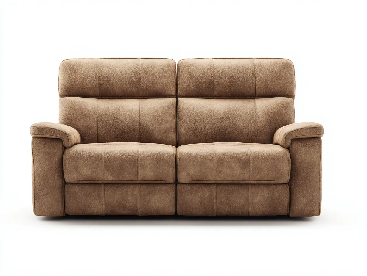 Sofá de Dos Plazas reclinable 156×94×103 cm - marrón claro - respaldo alto para salón-Rotiihaven
