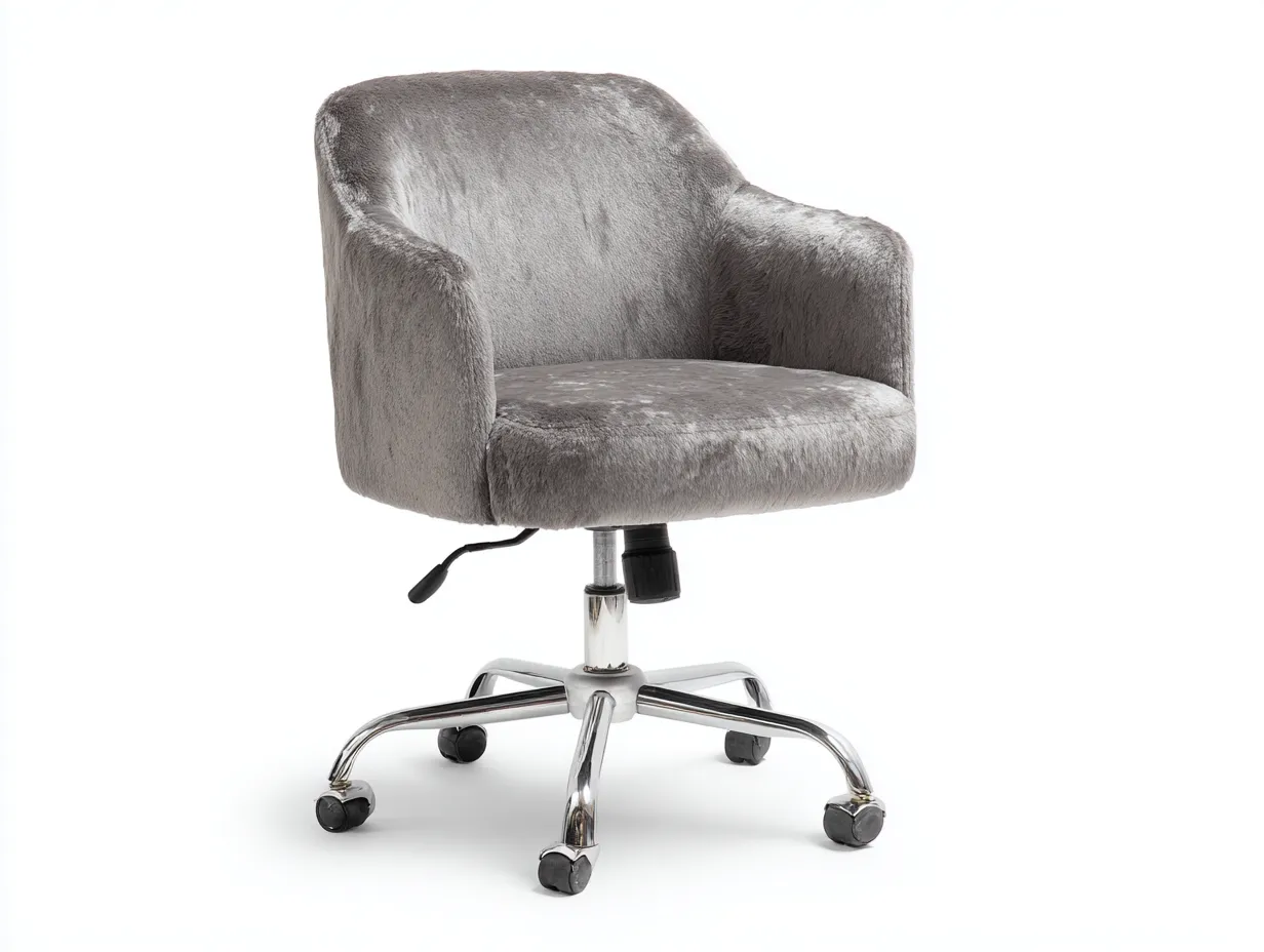 Silla de Oficina de tejido suave 67×69×92 cm - gris/plata - asiento acolchado giratorio para despacho-Rotiihaven