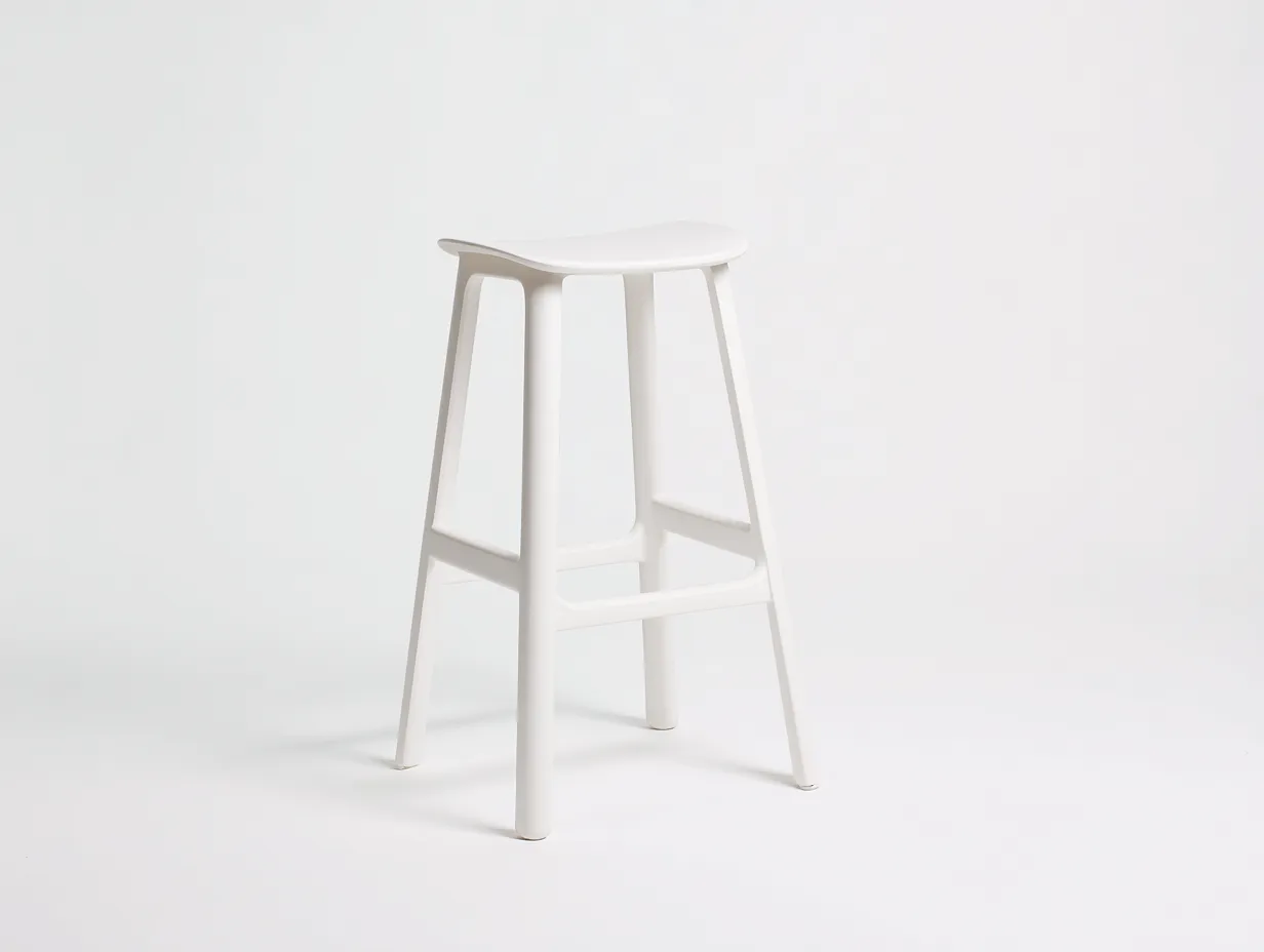 Taburete de Bar para Comedor 43×41×76 cm - plástico blanco - asiento cóncavo sin respaldo - diseño compacto-Rotiihaven