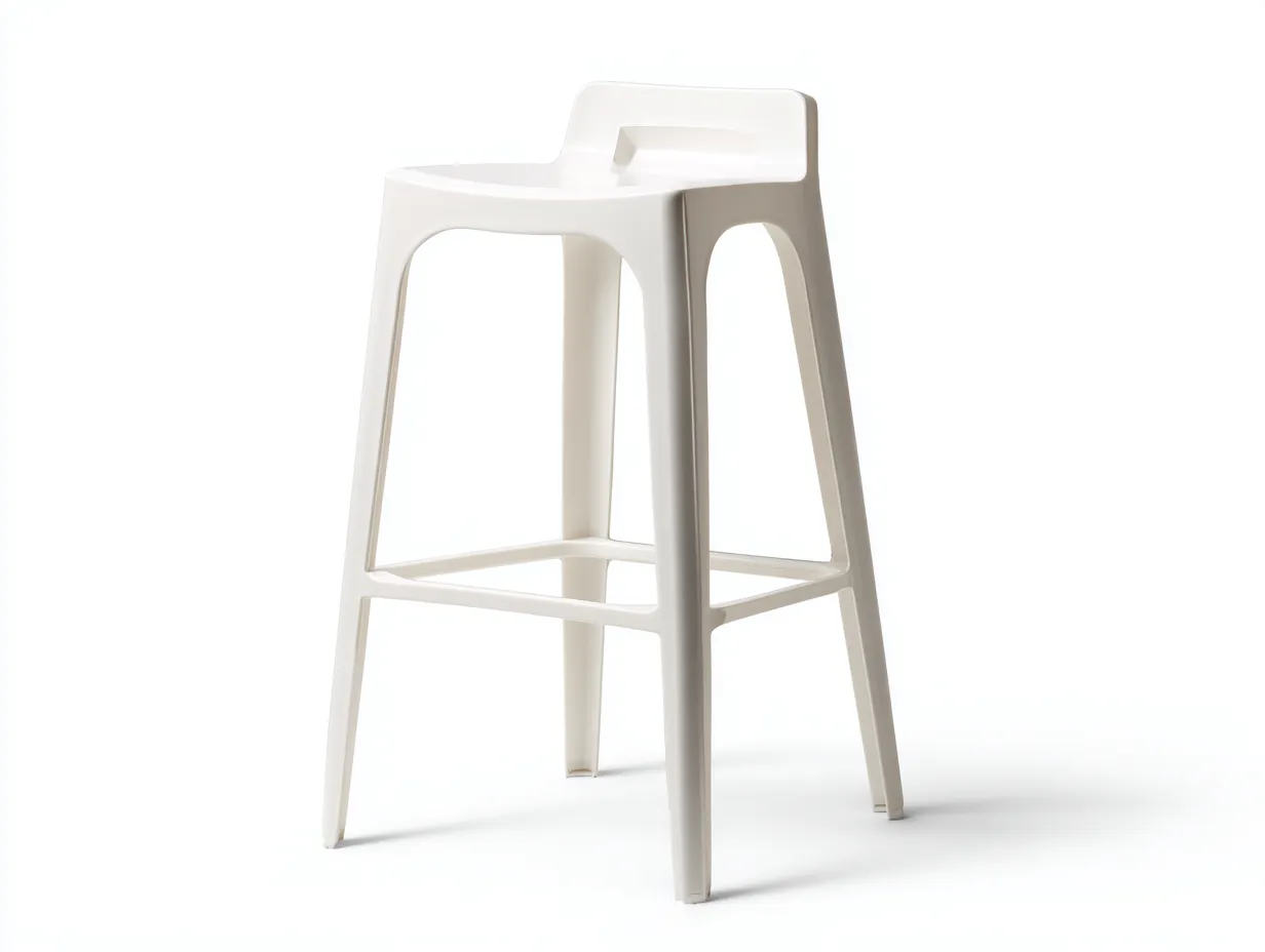 Taburete de Bar para Comedor 46×48×93 cm - plástico blanco - respaldo bajo - reposapiés perimetral-Rotiihaven