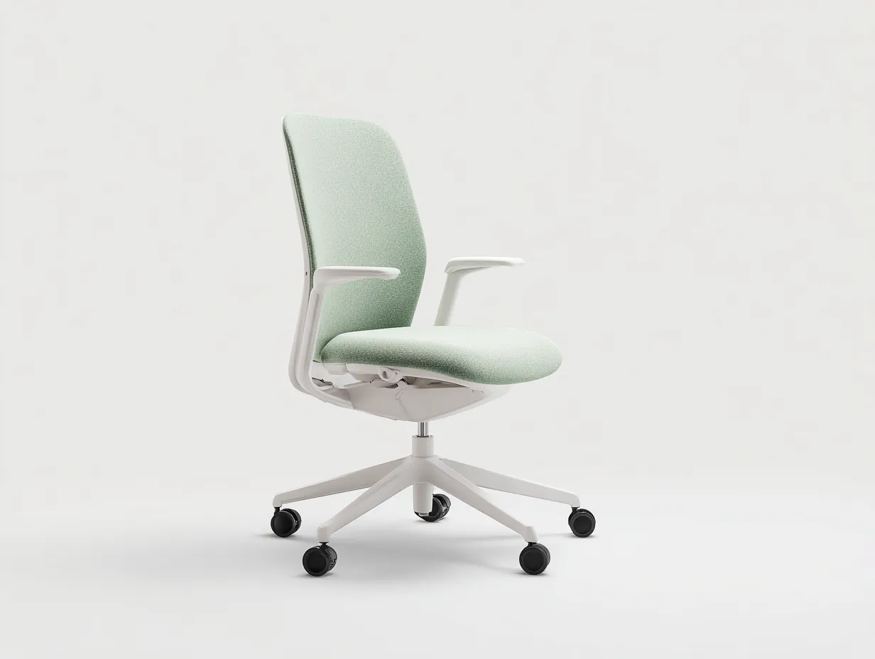 Silla de Oficina ergonómica 69×71×112 cm - verde claro/blanco - respaldo curvado y brazos regulables para oficina-Rotiihaven