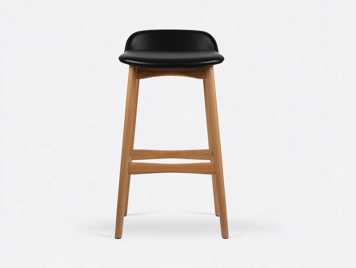 Taburete de Bar 48×52×97 cm - negro/madera natural - asiento compacto con apoyo lumbar para comedor-Rotiihaven