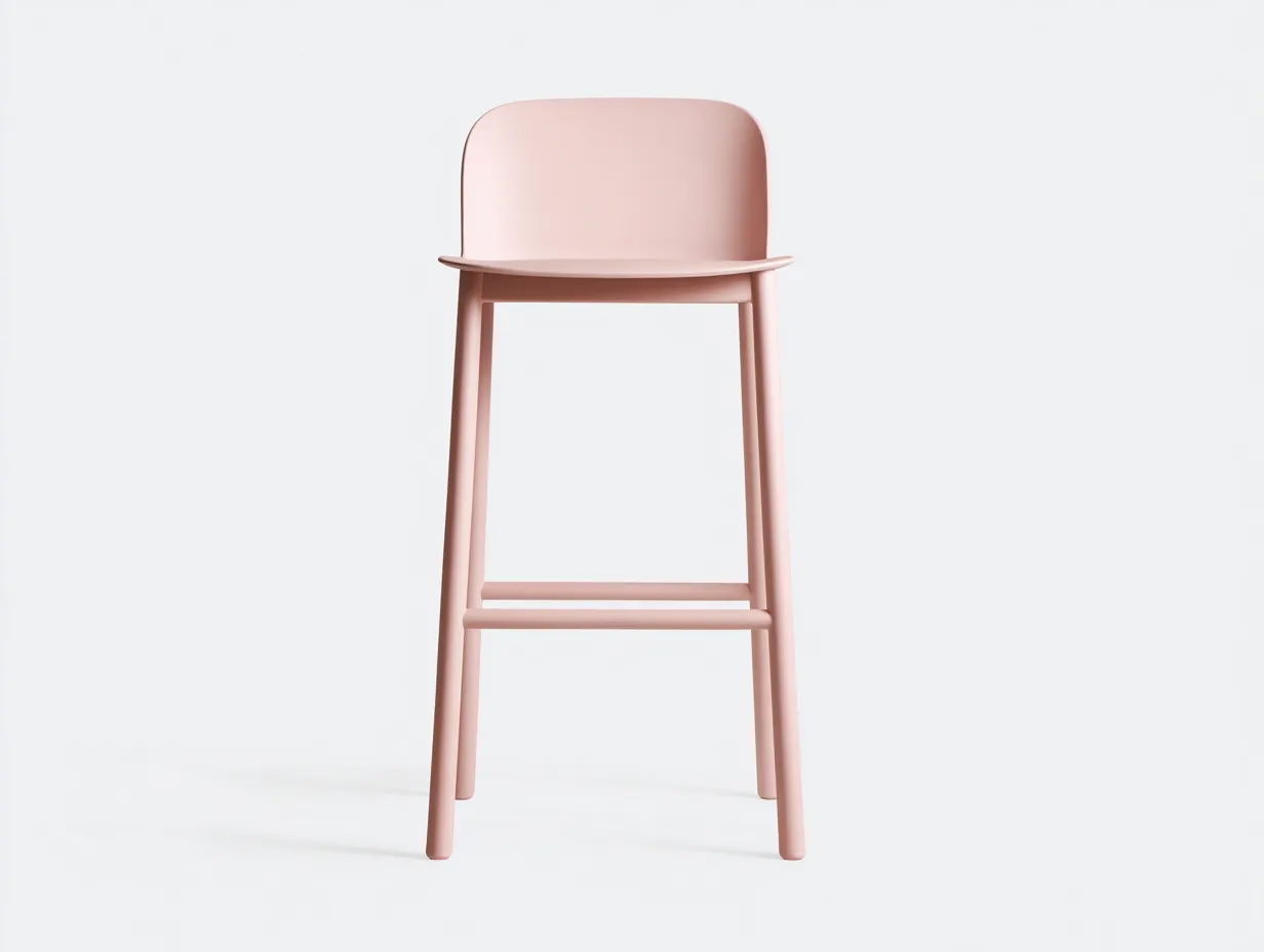 Taburete de Bar para Comedor 46×48×99 cm - plástico rosa empolvado - respaldo ancho - reposapiés frontal-Rotiihaven