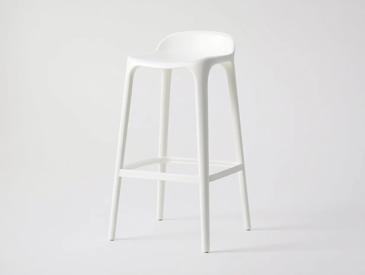 Taburete de Bar para Comedor 44×45×77 cm - plástico blanco - asiento envolvente con respaldo bajo - base de cuatro patas-Rotiihaven