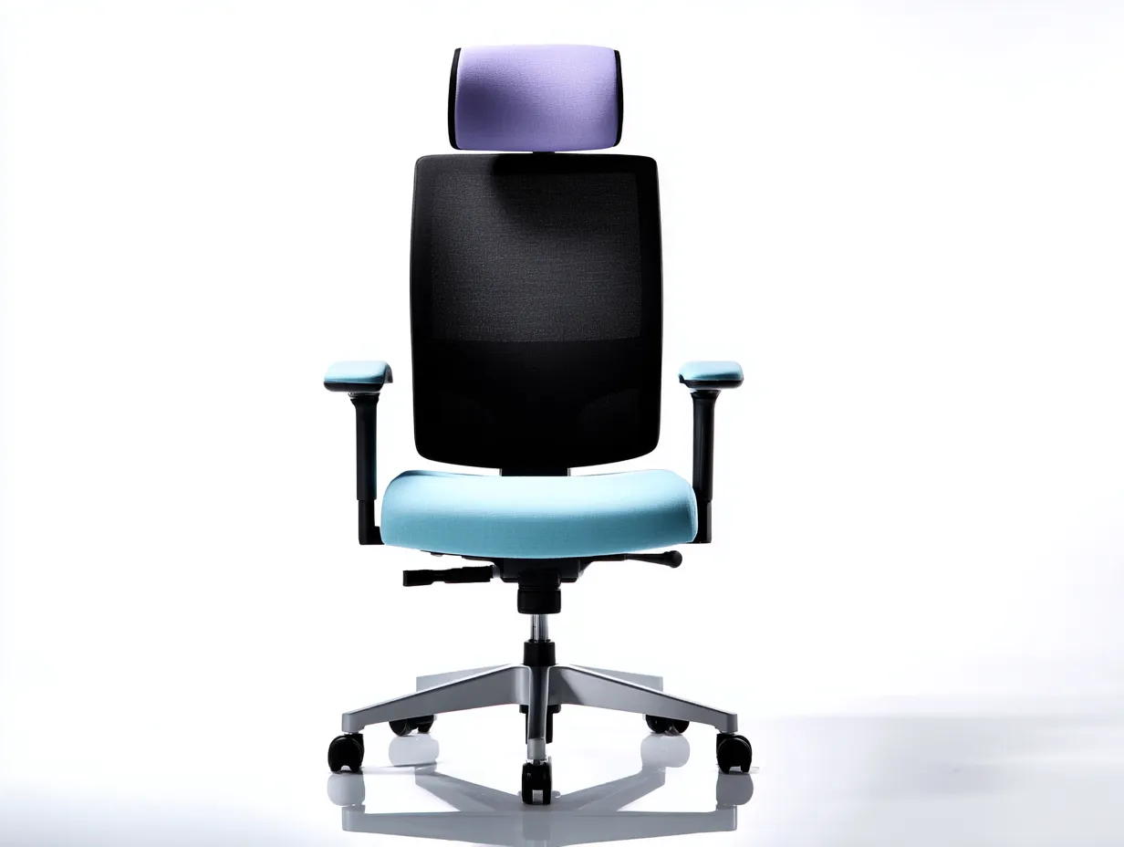 Silla de Oficina ergonómica 70×72×124 cm - negro/azul claro/lila - reposacabezas y soporte lumbar-Rotiihaven