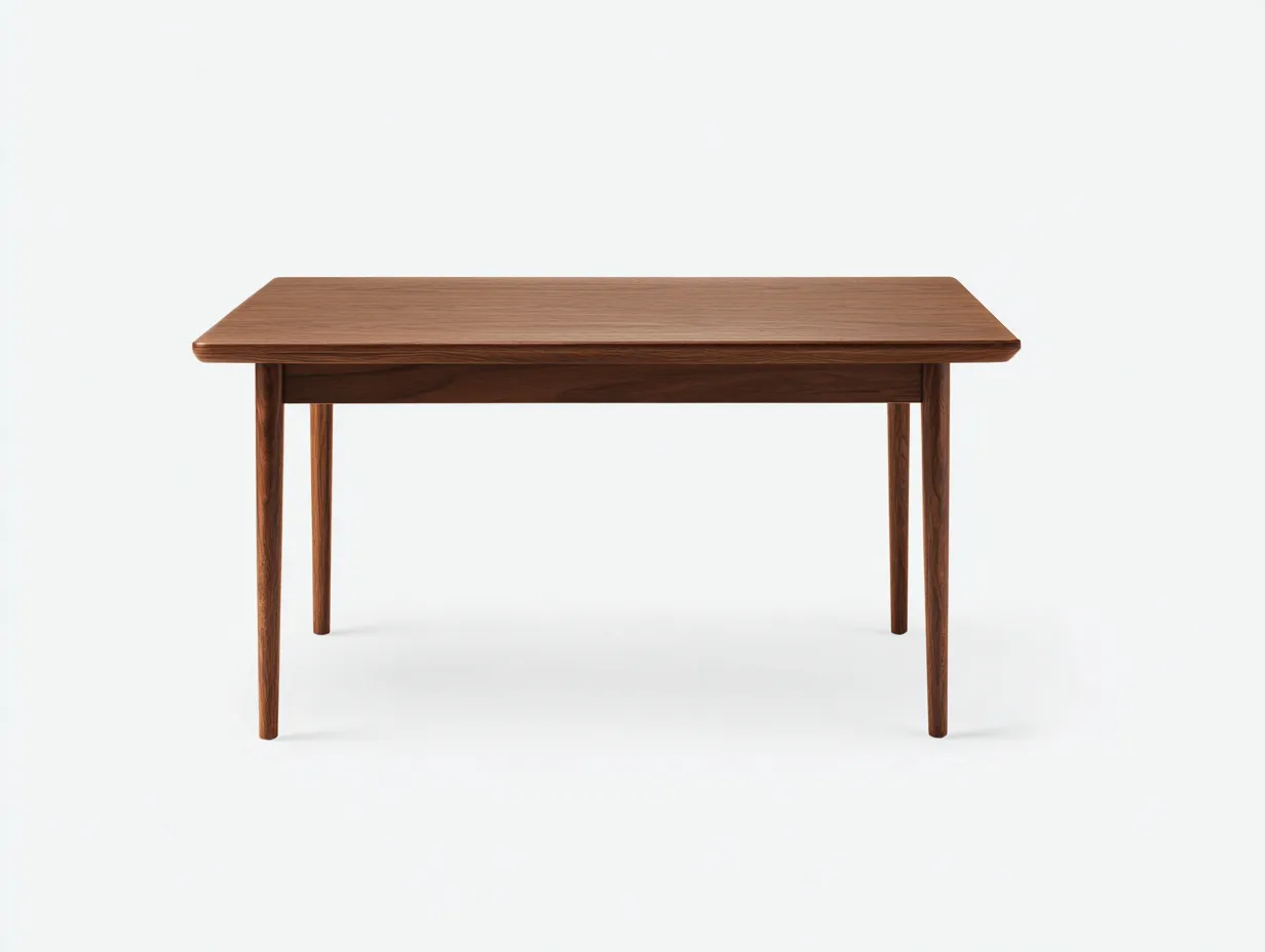 Mesa de Comedor rectangular 160×82×76 cm - nogal - bordes biselados para comedor de estilo retro-Rotiihaven