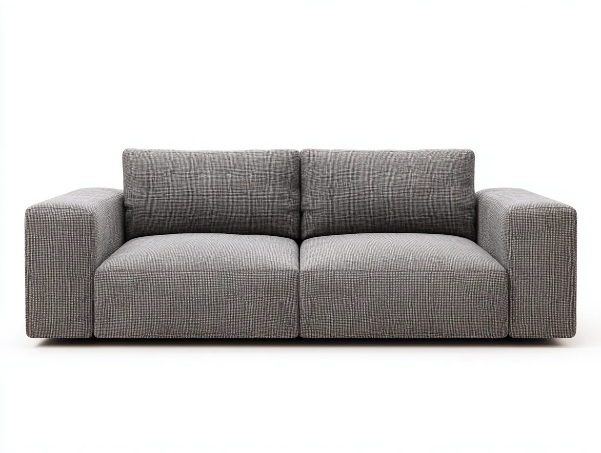 Sofá de Dos Plazas de tela 198×90×78 cm - gris - brazos cuadrados para salón minimalista-Rotiihaven