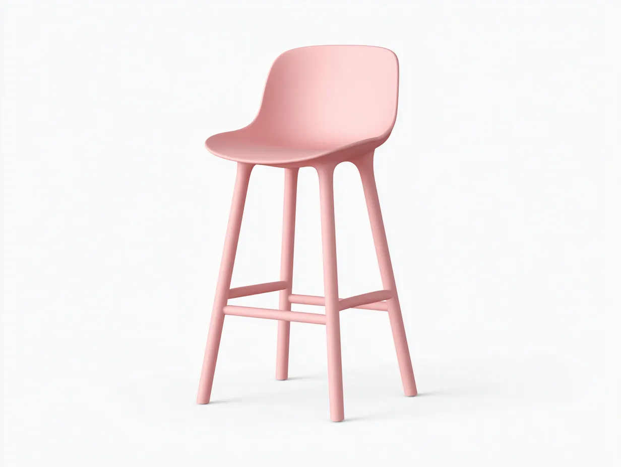 Taburete de Bar para Comedor 48×50×104 cm - plástico rosa suave - respaldo alto envolvente - reposapiés integrado-Rotiihaven