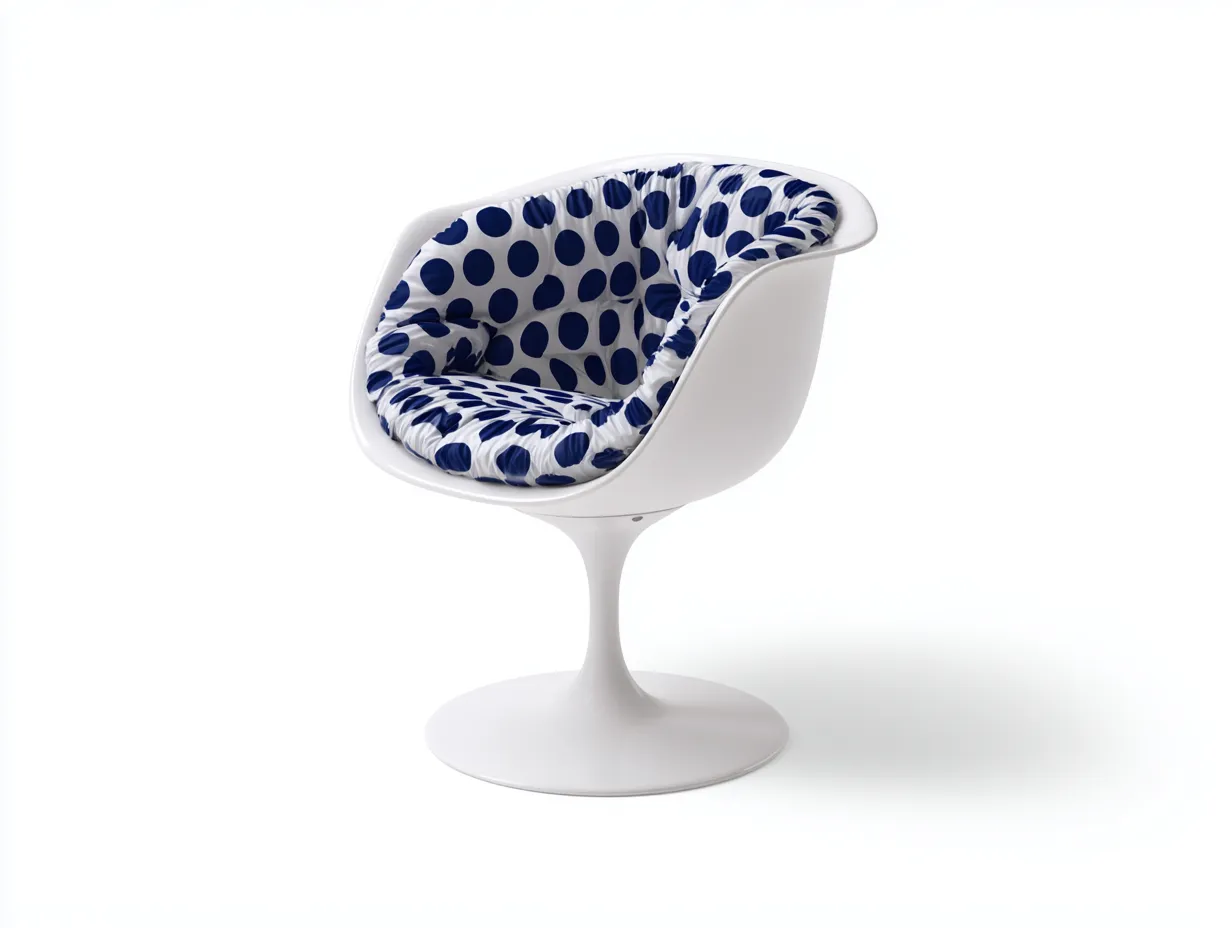 Silla giratoria de tejido 79x77x84 cm - azul marino y blanco - carcasa envolvente para salón-Lorironest