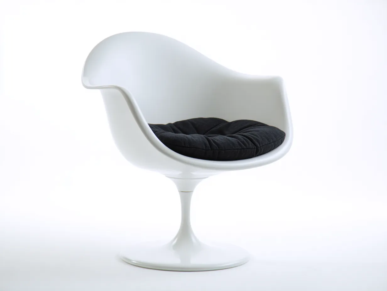 Silla de pedestal tapizada 74x71x81 cm - antracita y blanco - diseño orgánico para salón-Lorironest