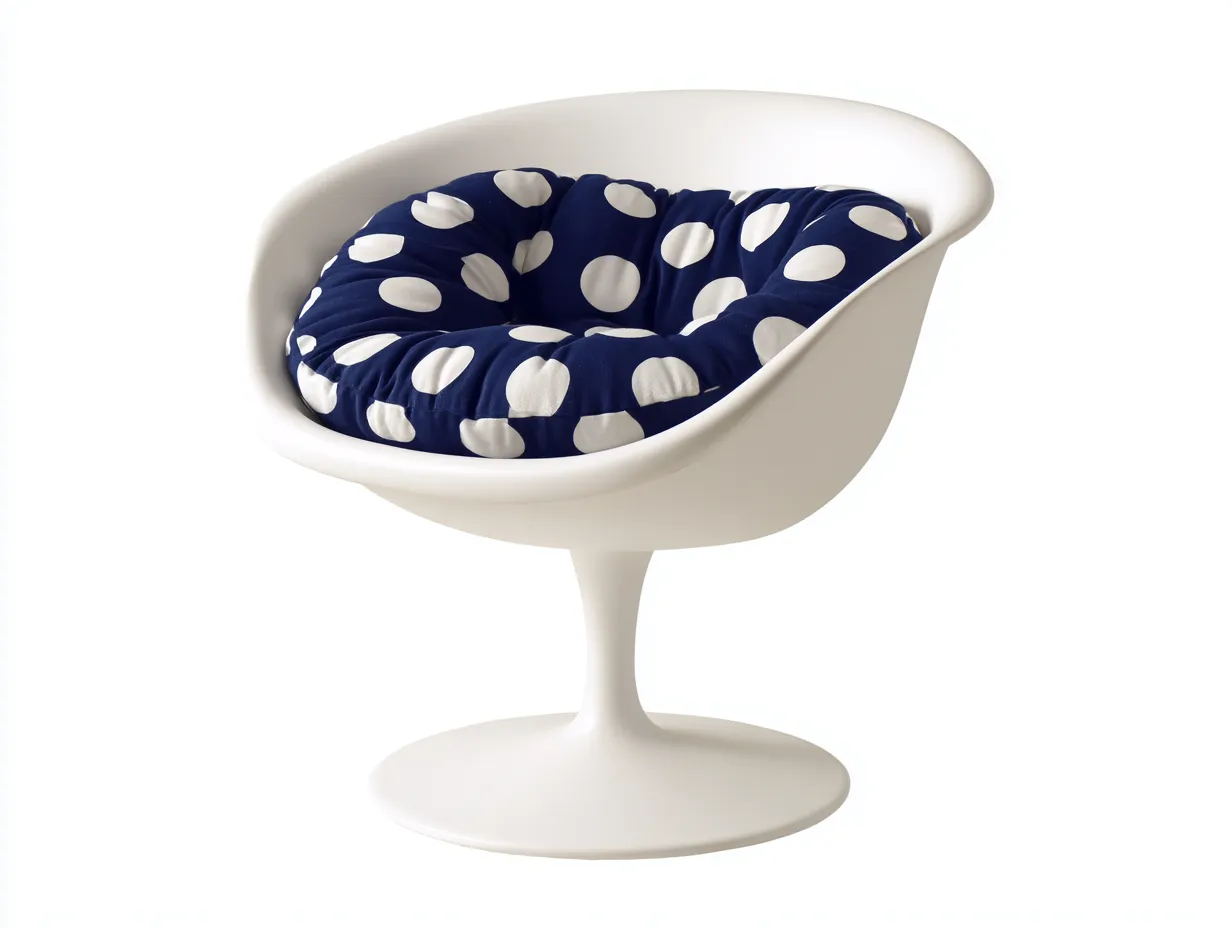 Silla de pedestal estampada 76x73x81 cm - azul marino y blanco - diseño gráfico para salón-Lorironest