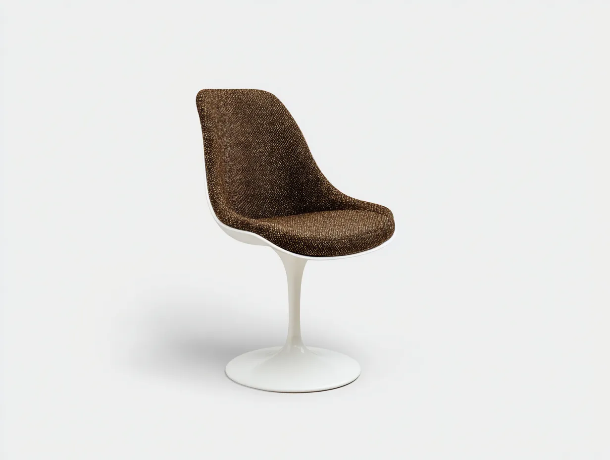 Silla giratoria de tejido 54x58x88 cm - marrón oscuro y blanco - respaldo alto para salón-Lorironest