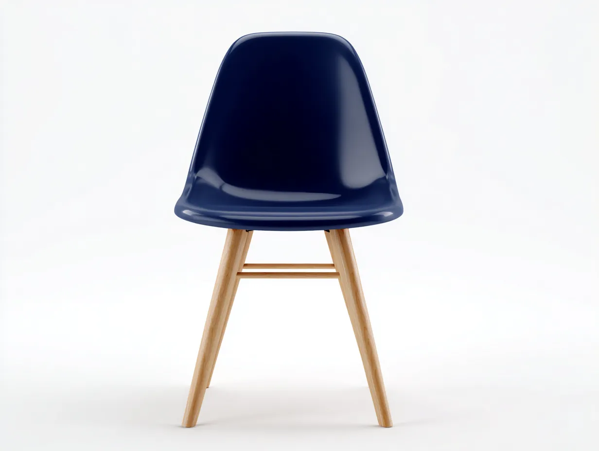 Silla de Comedor plástico madera 50x49x80 cm - azul oscuro y madera natural - exterior terraza estilo escandinavo-Lorironest