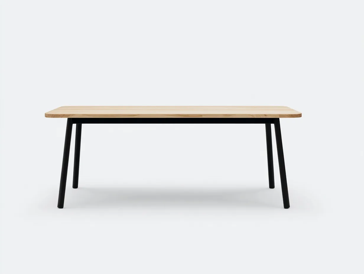 Mesa de Comedor rectangular madera clara 140x80x75 cm - patas metálicas negras - estilo moderno minimalista-Lorironest