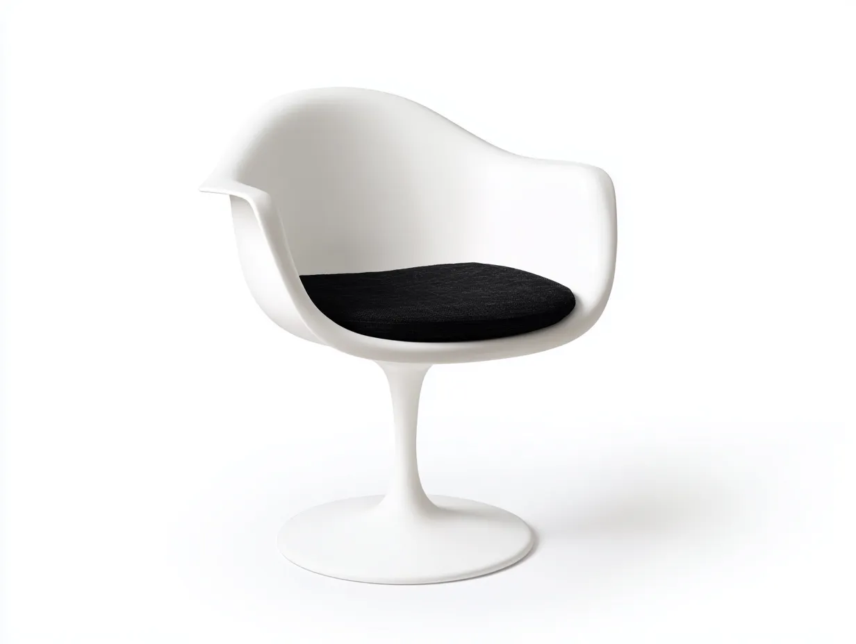Silla giratoria con asiento acolchado 76x74x80 cm - negro y blanco - carcasa curva para salón-Lorironest