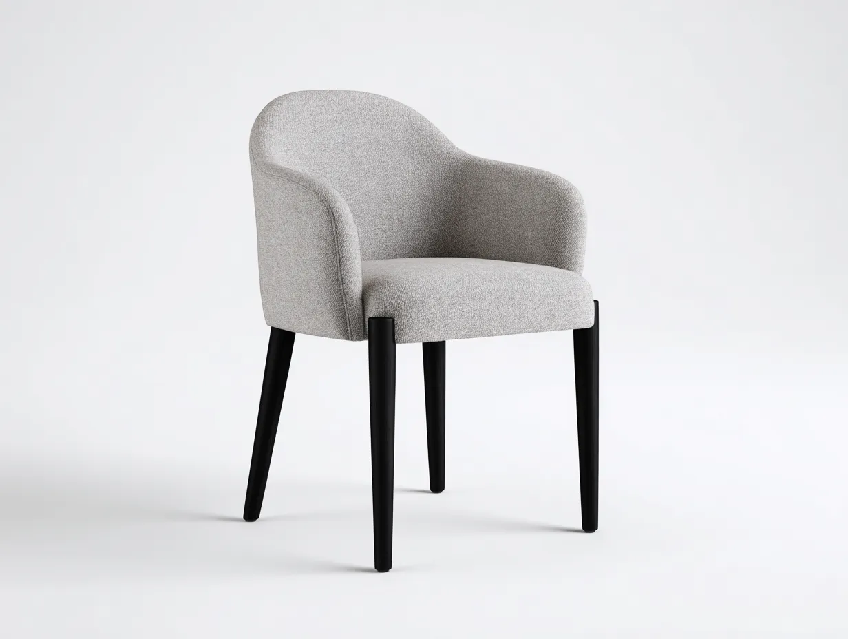 Silla de Comedor tapizada gris claro 60x58x82 cm - gris claro y negro - uso en terraza exterior estilo contemporáneo-Lorironest