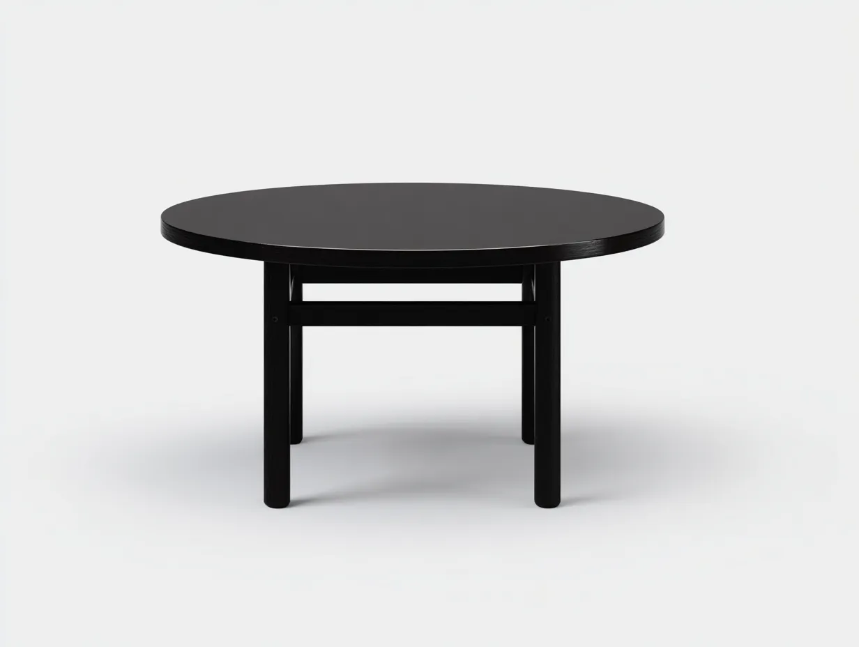 Mesa de Comedor redonda negro mate 120x120x75 cm - patas cilíndricas negras - estilo moderno minimalista-Lorironest