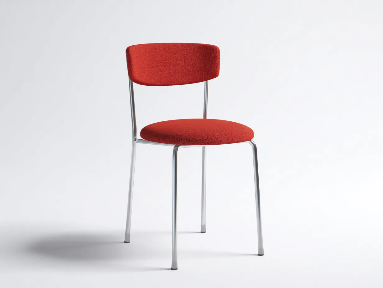 Silla de Comedor tapizada rojo metal cromado 47x49x82 cm - rojo y cromo - terraza exterior estilo industrial elegante-Lorironest