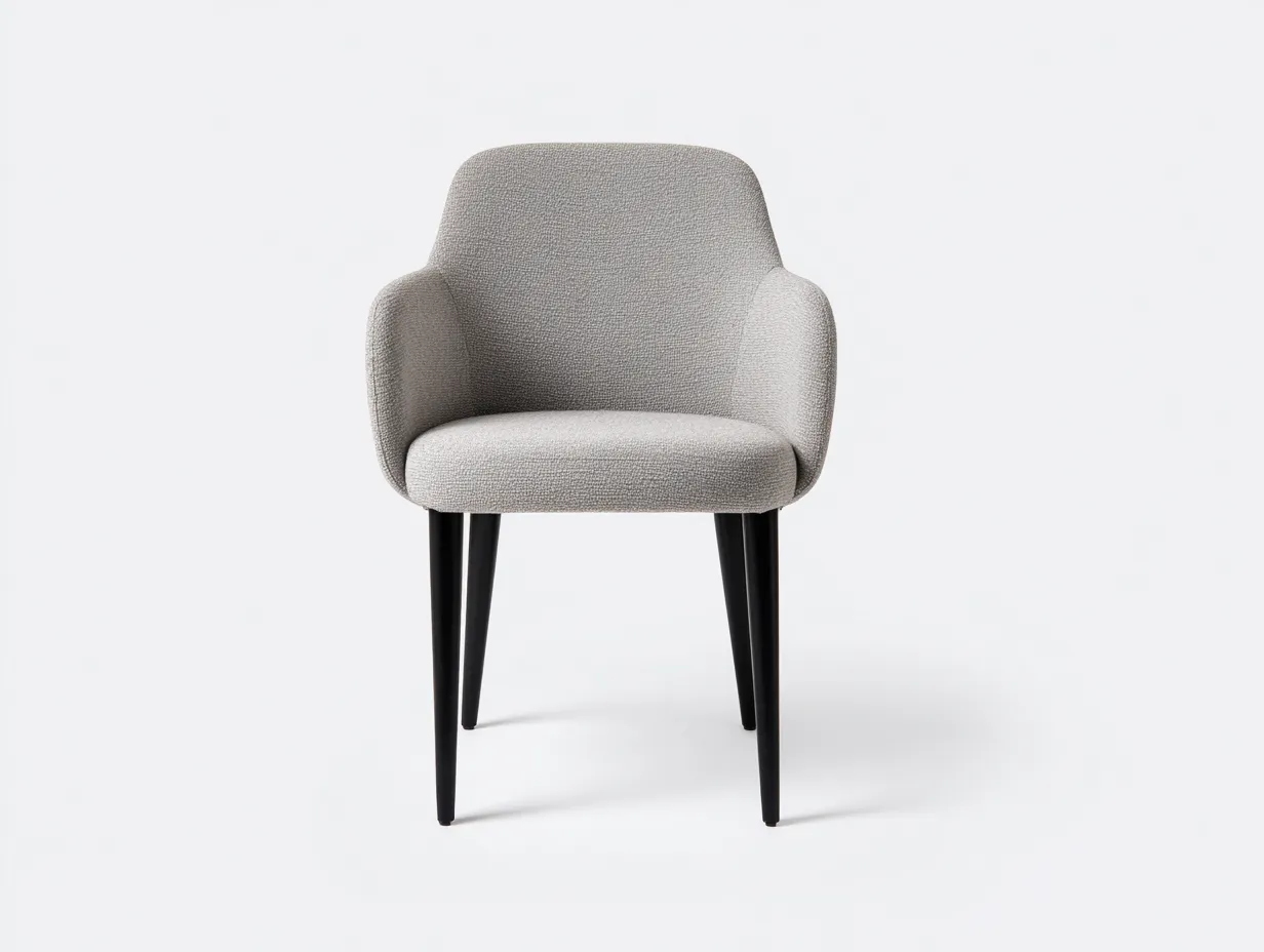 Silla de Comedor tapizada gris claro 58x56x82 cm - gris claro y negro - uso exterior terraza estilo contemporáneo-Lorironest