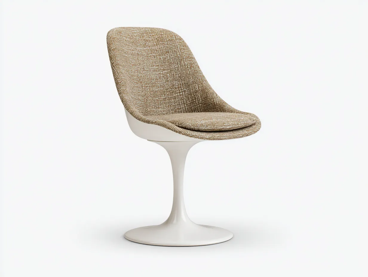 Silla tapizada 52x56x86 cm - marrón y blanco - diseño compacto con pedestal para salón-Lorironest
